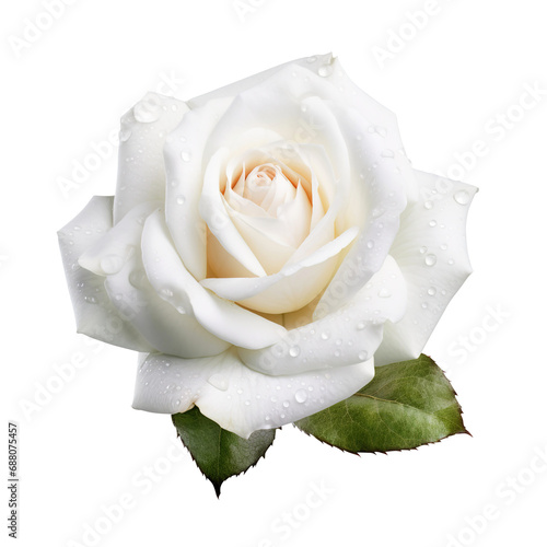 Fototapeta Naklejka Na Ścianę i Meble -  white rose with water drops isolated on transparent background Remove png, Clipping Path, pen tool