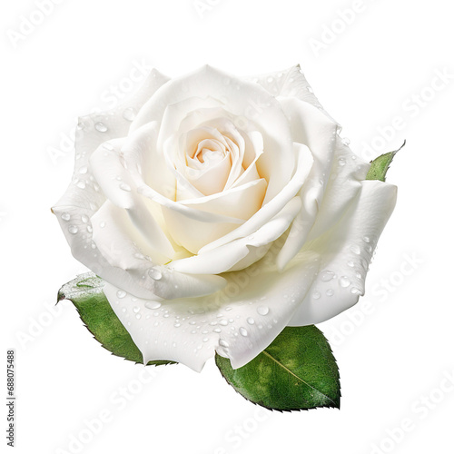 Fototapeta Naklejka Na Ścianę i Meble -  white rose with water drops isolated on transparent background Remove png, Clipping Path, pen tool