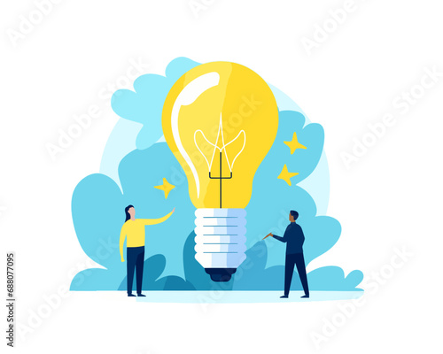 Brainstorming - people around Lightbulb