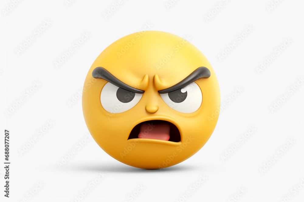 Emoticon with angry expression on white background. 3d illustration Emoticon with angry expression on white background. 3d illustration