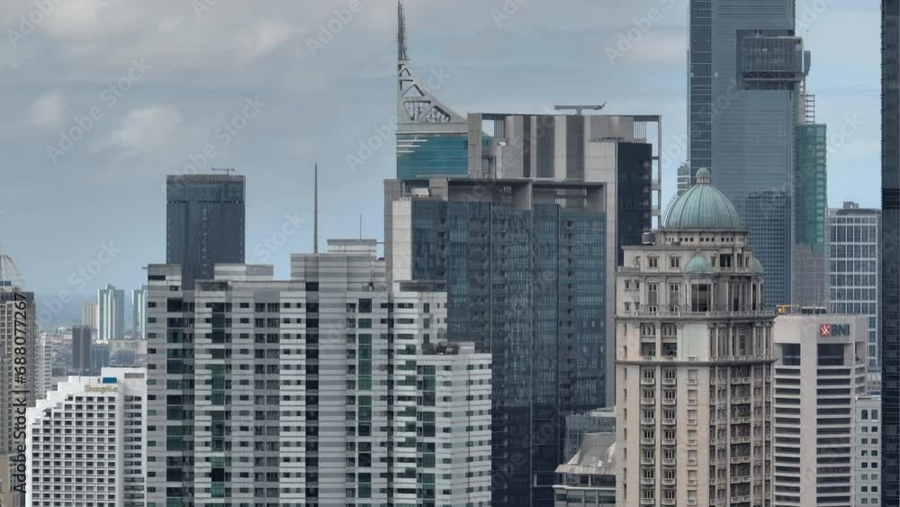 day time jakarta city downtown buildings exterior aerial panorama 4k indonesia day time jakarta city downtown buildings exterior aerial panorama 4k indonesia