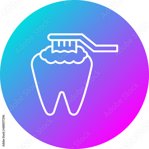 Cleaning Tooth with Brush Icon