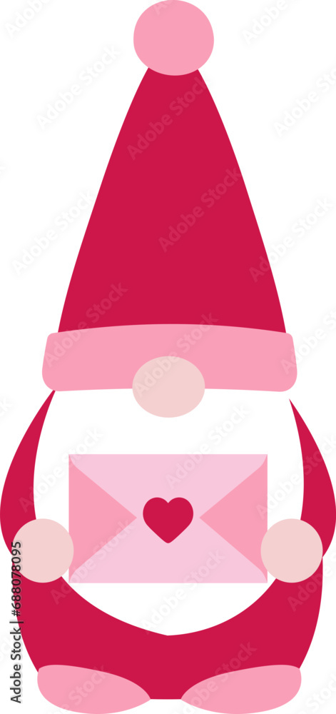 Cute Valentine Gnome flat illustration Cute Valentine Gnome flat illustration