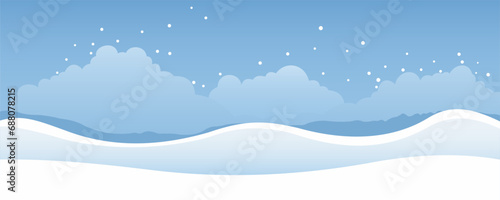 Simple Christmas winter landscape with snow drifts. Snow background. Christmas snowdrifts. New Year's design.