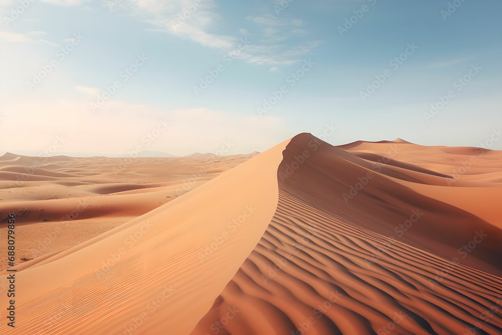 Endless Desert Sand Dunes, panoramic view, vast, horizon, timeless beauty