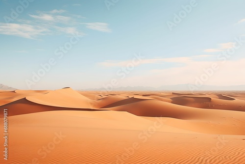 Endless Desert Sand Dunes, panoramic view, vast, horizon, timeless beauty