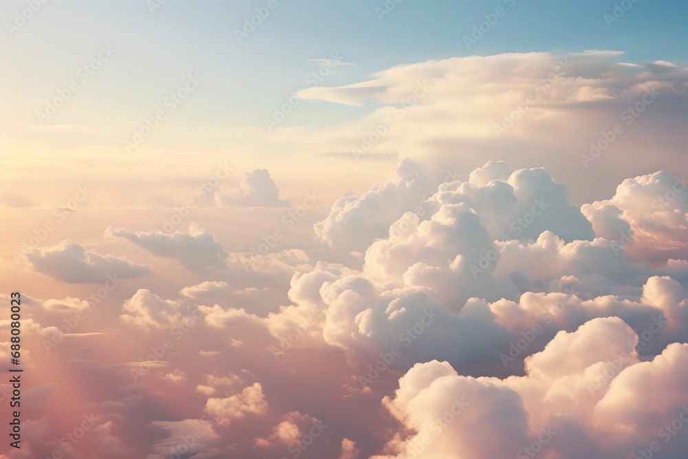 Sunlit Fluffy Cloudscape, sky, serene, cloud background, cloud background