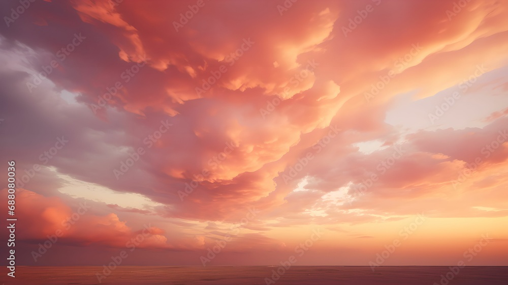 Sunset Cloudscape Palette, sunset sky, cloud-filled, warm hues, orange and pink