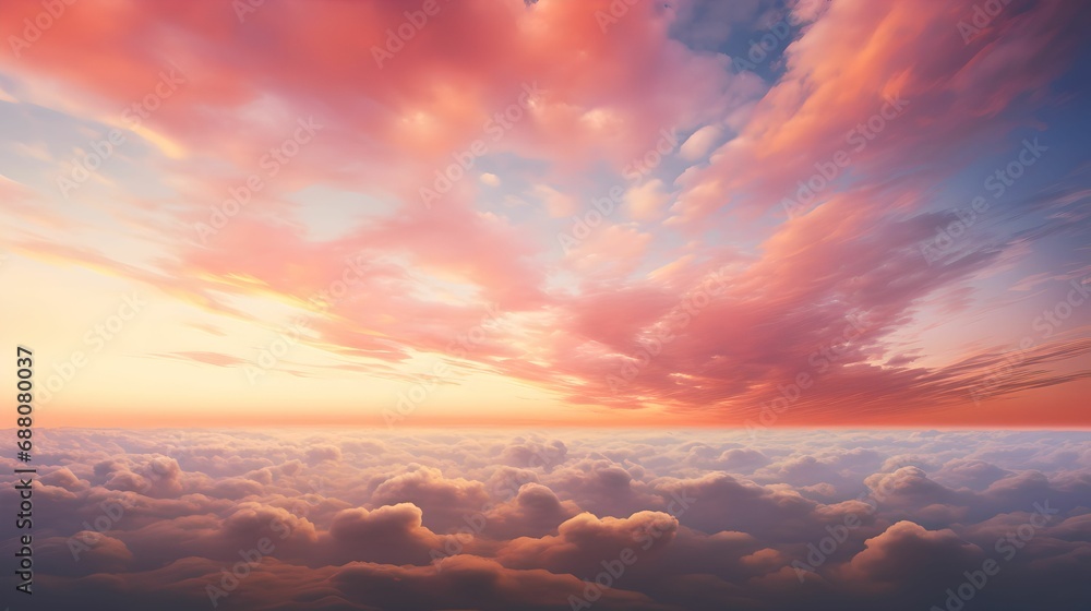 Sunset Cloudscape Palette, sunset sky, cloud-filled, warm hues, orange and pink Sunset Cloudscape Palette, sunset sky, cloud-filled, warm hues, orange and pink