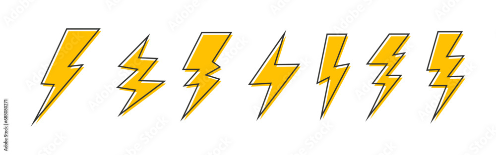 lightning bolt flash vector illustration set lightning bolt flash vector illustration set