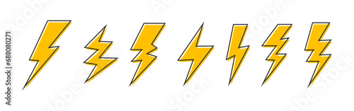 lightning bolt flash vector illustration set