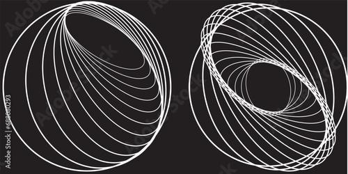 spiral circle sound wave vector logo concept lines modern circle black background