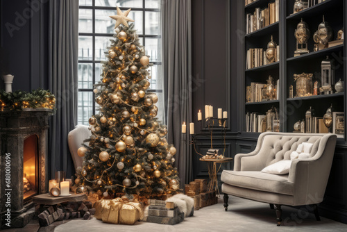 Decorated Christmas living room