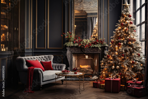 Decorated Christmas living room © Veniamin Kraskov