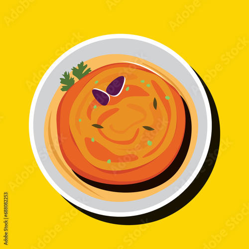 Aloo tikki or Potato Cutlet or Patties is a popular Indian street food made with boiled potatoes, spices and herbs Vector, illustration, colorful graphic