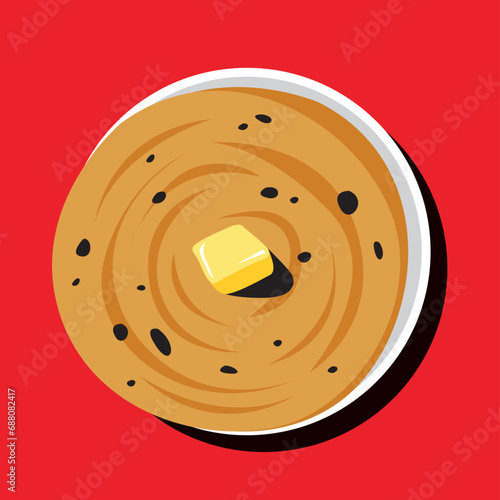 Paratha with butter Vector, illustration, colorful graphic