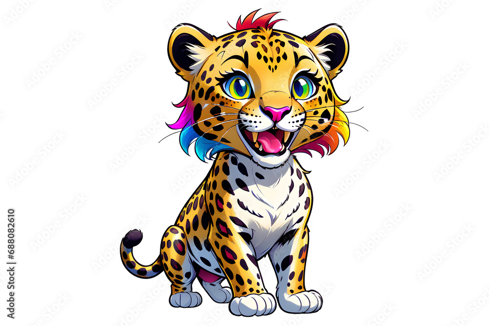 A Cartoonish Leopard in a Playful Pose (PNG 10800x7200)