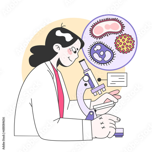 Medical research. Biotechnology, medicine and pharmacology development. Innovative technologies, clinical trials and tests. Flat vector illustration