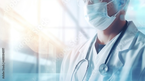 close up doctor Medical and health insurance, health insurance, light colors, hospital health care background