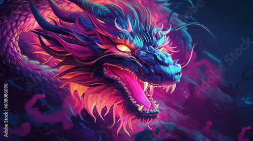 A synthwave dragon chinese new year zodiac background