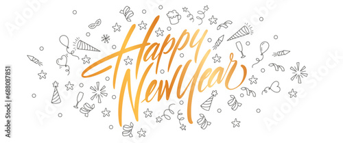 HAPPY NEW YEAR vector lettering text write