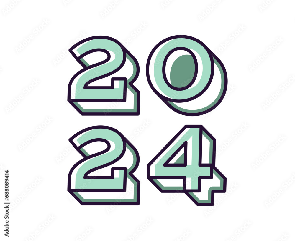 Obraz premium 2024 Happy New Year Abstract Purple And Cyan Graphic Design Vector Logo Symbol Illustration