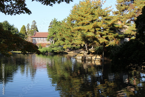 Oyakuen garden in Aizuwakamatsu, Fukushima, Japan