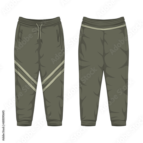 Modern striped sweatpants mockup front and back view