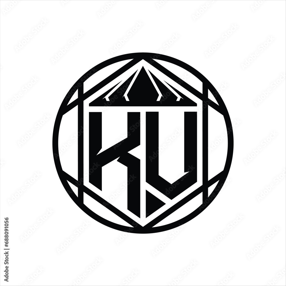 KV Letter Logo monogram hexagon slice crown sharp shield shape isolated circle abstract style design KV Letter Logo monogram hexagon slice crown sharp shield shape isolated circle abstract style design
