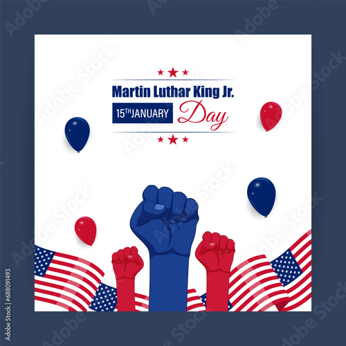 Vector illustration of Martin Luther King Jr Day social media feed template