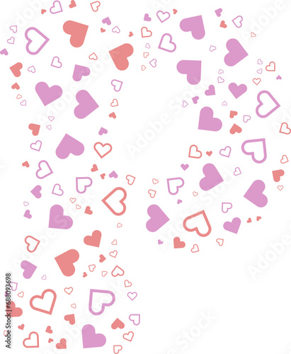 Lowercase p alphabet heart Valentine love pink letter.