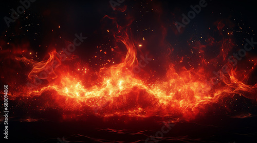 Fiery Sparks Overlay Effect: Red Flames Burning with Dynamic Motion - Abstract Campfire Blaze for Vibrant and Passionate Design Elements.
