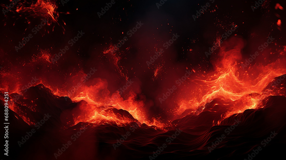Fiery Sparks Overlay Effect: Red Flames Burning with Dynamic Motion - Abstract Campfire Blaze for Vibrant and Passionate Design Elements.