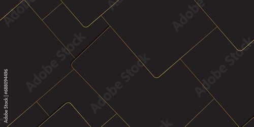 Modern black and golden geometry background . Black and gold luxury background. Squares with shimmering golden lines on a dark background. vector for presentation,business, interior design. 