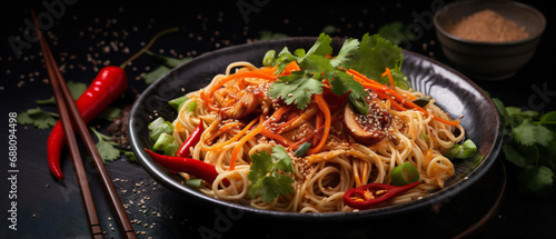 A tempting bowl of spicy ramen noodles, filled with aromatic ingredients, guaranteed to satisfy cravings. © Szalai