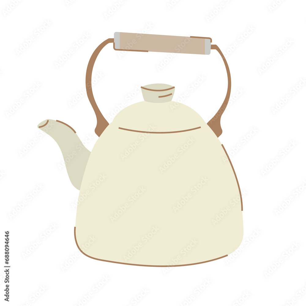 Obraz premium Old teapot isolated on white. Teapot icon. Cute teapot vector illustration. 