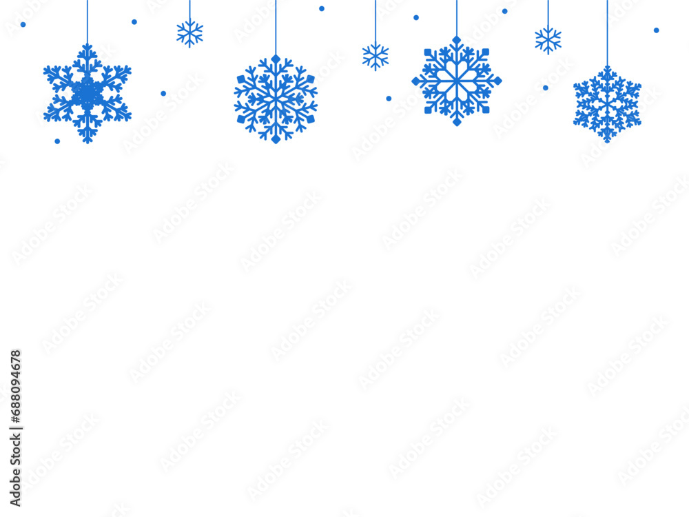 Fototapeta premium Abstract background with blue snowflakes on top. Vector illustration with copy space for text
