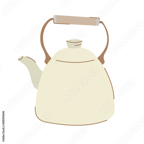 Old teapot isolated on white. Teapot icon. Cute teapot vector illustration. 