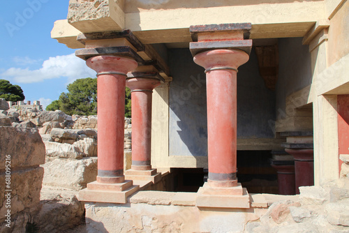 ruined minoan palace of knossos, closed to heraklion in crete in greece