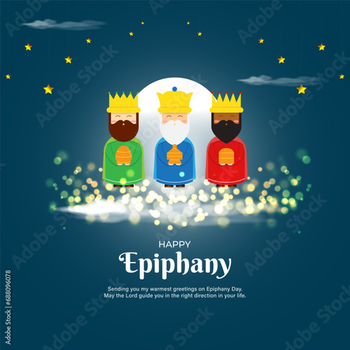 Vector illustration of Happy Epiphany social media feed template
