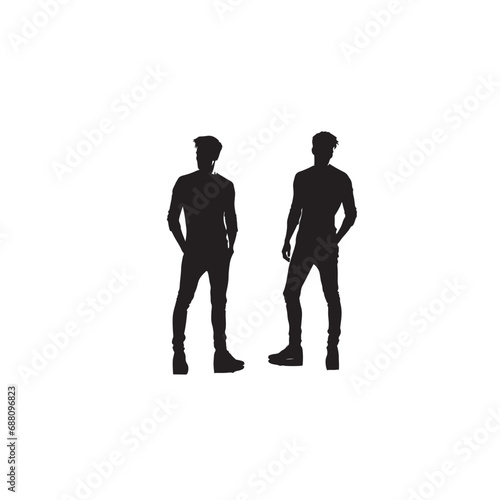 standing man silhuoette - black vector standing man silhuoette