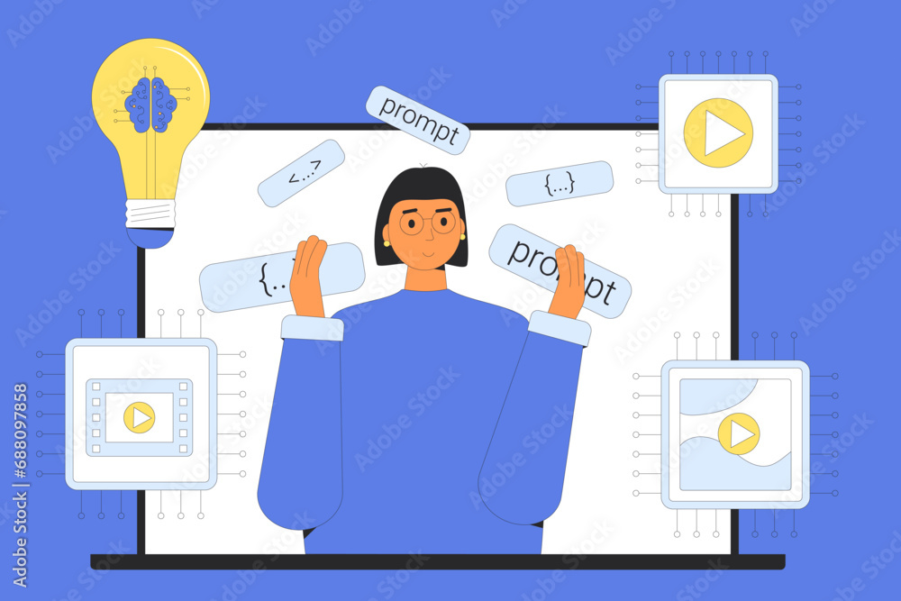 Prompt video engineer education. Vector illustration. Prompt video engineer education. Vector illustration.