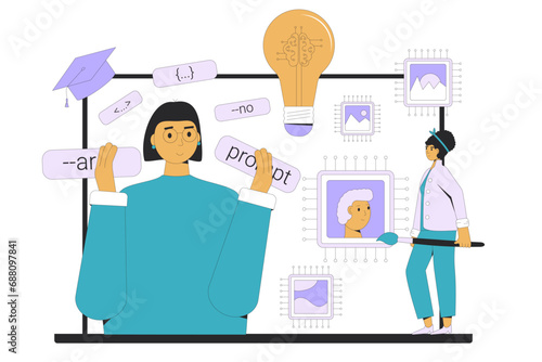 Prompt engineering online course. Learning crafting precise instructions to AI.