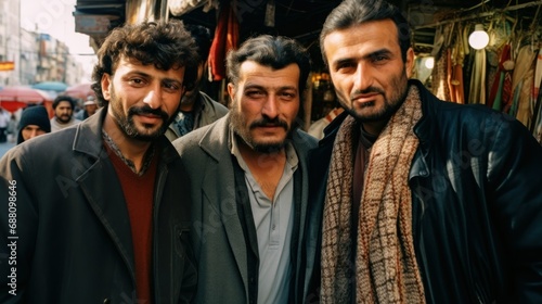 Middle Eastern Muslim people in a local marketplace