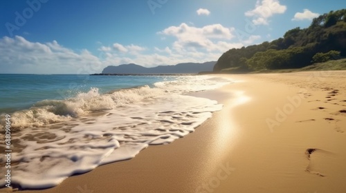 Photo idyllic beach coastline tranquil solitude natur.Generative AI
