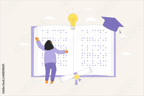 Inclusion in education. Students with book.