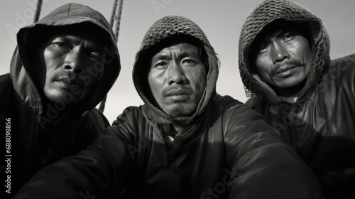 Photo Close-up photo of fishermen at a local location