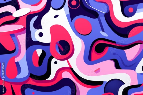 Abstract Composition of Vibrant Colors and Diverse Geometric Shapes