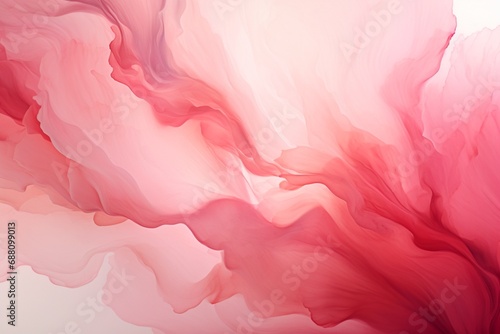 Fluid Dynamics: A Vibrant Red and Pink Abstract Painting Elegantly Set on a Clean White Canvas