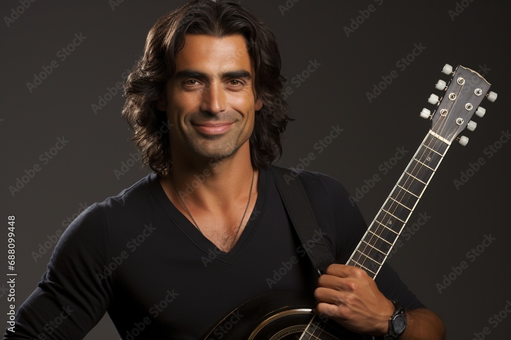 Obraz premium Man Playing Guitar with Right Hand